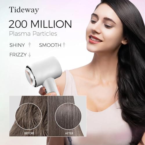 Tideway Hair Dryer Professional High-Speed Ionic Blow Dryer 110,000 RPM, Compact Hair Dryer with Magnetic Diffuser, Fast Drying with Brushless Motor Low Noise Smart Temperature Control-H11 7