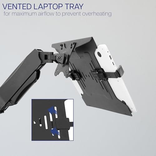 VIVO Height Adjustable Pneumatic Extended Arm Laptop Wall Mount, Full Motion Articulating Notebook Tray, Fits 10 to 15.6 inch Screen, Black, MOUNT-V001GL 5