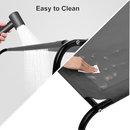 SIEMOUR 50" Lx32 Wx8 H Cooling Elevated Dog Bed for Large Dogs with Non-Slip Floor Protectors & Breathable Mesh, Raised Indoor & Outdoor Dog Cot Pet Hammock, Grey 7