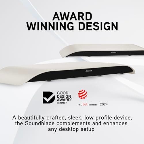 BlueAnt Soundblade Under-Monitor Soundbar, 120W 2.1 Channel Desktop Speaker with USB-C & Bluetooth 5.3 for PC, Mac, Gaming, Music and Streaming, White 7