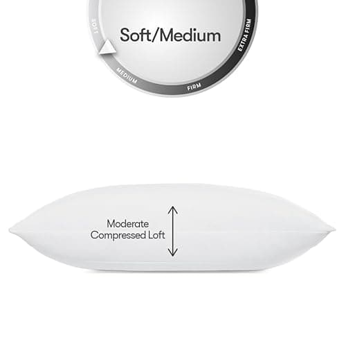 Serta Down Illusion Soft Hypoallergenic Soft/Medium Bed Pillows for Side, Stomach or Back Sleepers (2 Pack), Queen, White 5