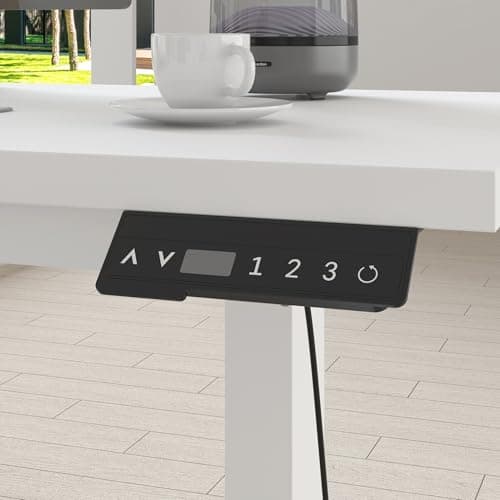 ROMSHINE 54.3" L Shaped Electric Standing Desk with File Cabinet, Height Adjustable Stand up Desk with Drawers, Home Office Computer Gaming Table, White 5