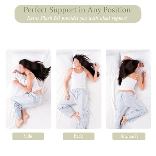 Threadmill Bed Pillows Queen Size Set of 2 | Soft Down Alternative Cooling Bed Pillow for Sleeping | Soft Pillows for Bed | 20x30 Hotel Pillow, Queen Pillows 2 Pack for Back, Stomach or Side Sleepers 5
