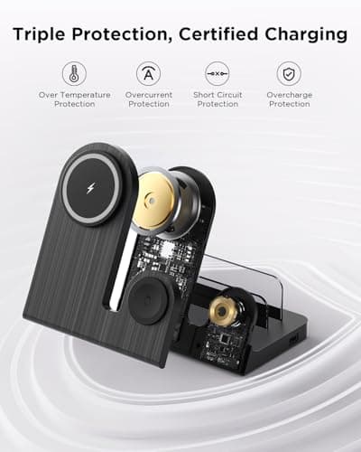 P1euusy Wireless Magnetic Charger for iPhone: 3-in-1 Charging Station for Multiple Devices Apple - 18W Charging Stand for iPhone 17 16 15 14 13 12 Pro Max Plus Apple Watch iPad Airpods 3/Pro 2nd 7