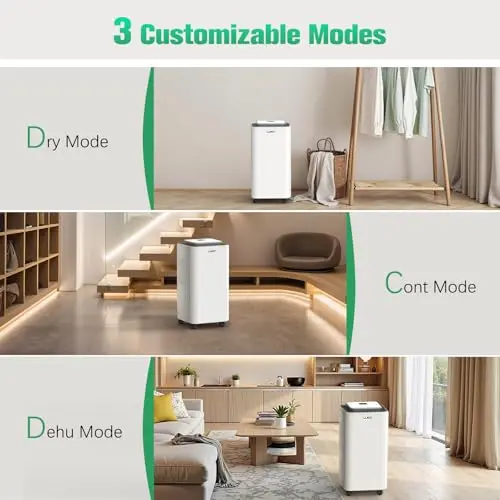LUKO 2000 Sq. Ft Dehumidifiers for Large Room and Basements, 30 Pints Dehumidifier with Drain Hose, Auto or Manual Drainage, 0.528 Gallon Water Tank, Auto Defrost, Dry Clothes Function, 24H Timer 7