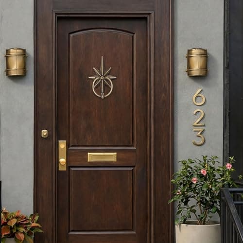 Shimeyao Antique Brass Bethlehem Star Door Knockers 7.9 Inch Vintage Bethlehem Star Door Handle Gate Knocker Handle Pull for Front Doors Accessories Home Courtyard European Country Decor 6