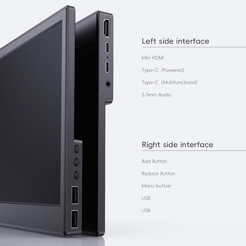 PONKLOIE Portable Monitor with Stand, 11.6" HDMI USB-C IPS External Monitor Small, Built-in Dual Speakers Gaming for Laptop PC, Black 7