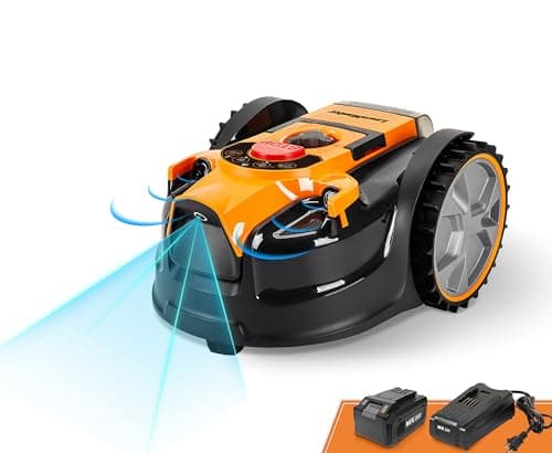 LawnMaster OcuMow™ Perimeter Wire Free Robot Lawn Mower Cuts Small Lawns 1000-2000 Square Feet with Optical Navigation, Obstacle Avoidance, Low Noise and No Go Function