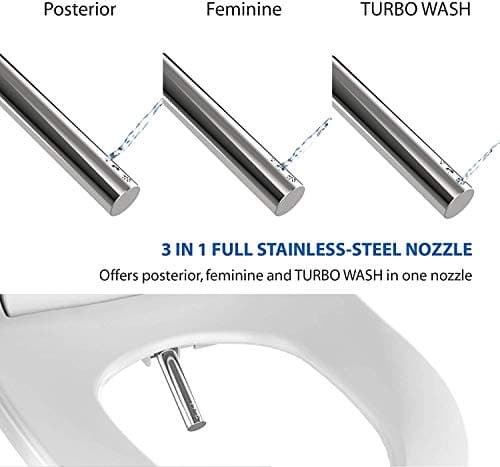 VOVO VB-6100SR Round Bidet Toilet Seat, Warm Water, LED Light, Heated Seat, White, Dryer, Stainless Steel Nozzle, Made in Korea 7