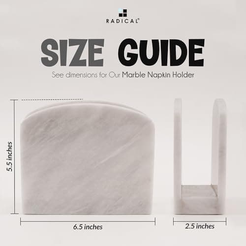 Radicaln Marble Napkin Holder 5.5" Inch White Handmade Dining Table Napkins Holder - Simple Modern Home & Kitchen Paper Towel Holder Countertop For Home Decor 7