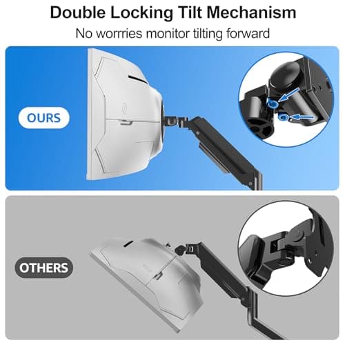 ErgoFocus Heavy Duty Monitor Mount for Max 49 inch Ultrawide Screens, Hold 2.2 to 44 lbs, Premium Single Monitor Arm for Samsung Odyssey G9 and More, Adjustable Gas Spring Desk Stand, VESA Mount 8