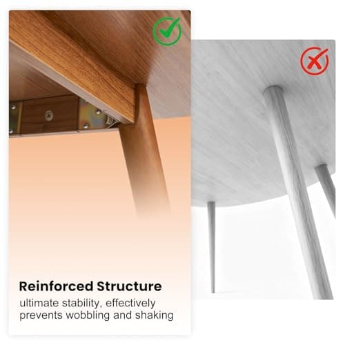 Artswish Mid Century Modern Office Desk with Drawer & Open Cubby, 42.5" Walnut Writing Desk with Cable Grommet, Solid Wood Legs, Simple Home Office Desk for Bedroom Study, Walnut 6