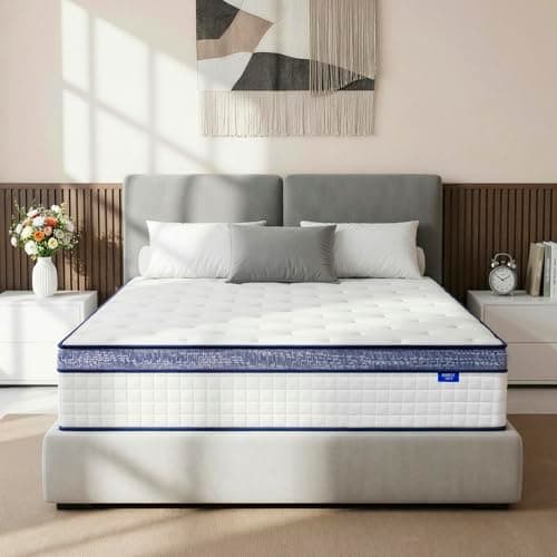 BURFLY1977 Queen Mattress, 12 Inch Hybrid Queen Size Mattresses in a Box, Memory Foam Individual Pocket Springs, Medium Firm Comfort, Motion Isolation for All Sleep Positions, CertiPUR-US Certified