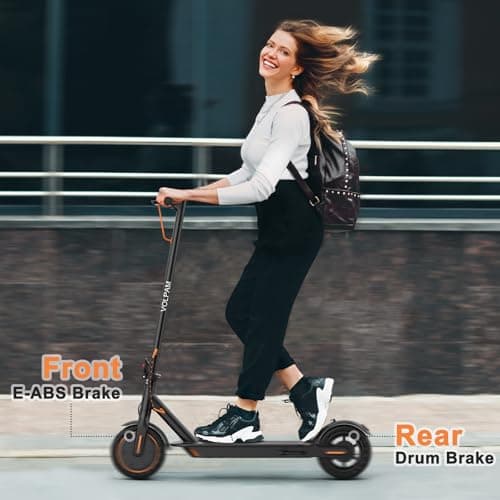 VOLPAM Electric Scooter, 350W/500W Powerful Motor, 8.5"/10" Solid Tires, 19/21Mph, 28/23/21/16 Miles Max Range, Dual Braking 5