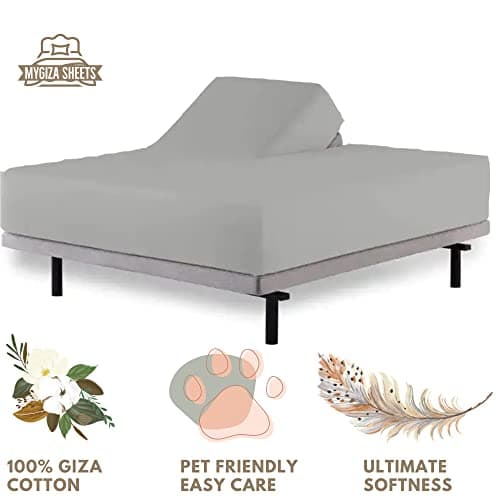 Split Top King Fitted Sheet Only for Sleep Number Adjustable Beds,100% Giza Cotton,Split Top King Fitted Sheet for Adjustable Bed,Adjustable Bed Fitted Sheet 34" Flex Head King Size,1 Pc (Light Grey) 5