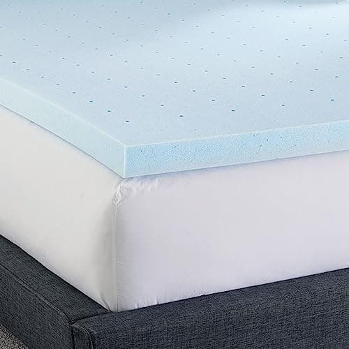 Bodipedic Essentials 3 Inch Memory Foam Mattress Topper, Gel Infused Mattress Topper, Ventilated Design, CertiPUR-US Certified Foam, Blue 8