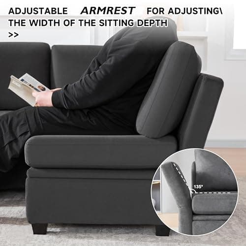 Weture Modular Sectional Sofa with Storage, U Shaped Sectional Couch for Living Room, Convertible Modular Sofa Couch with Ottomans, High Supportive & Soft Sponge, 6 Seat, Darkgrey 6