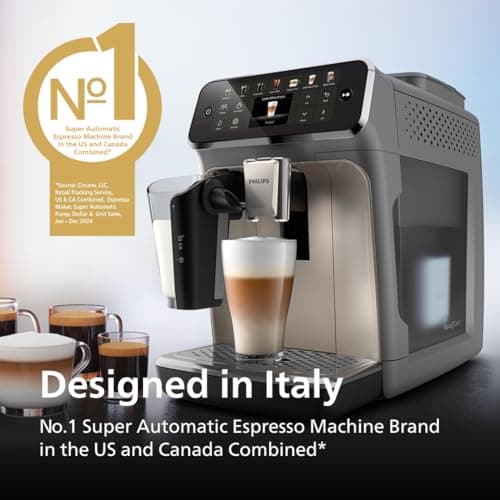 Philips 4400 Series Fully Automatic Espresso Machine, LatteGo Milk System, Integrated Grinder, 12 Hot & Iced Coffee Pre-Sets, Quick Start, SilentBrew, 15-Bar Pressure, Black Chrome (EP4444/90) 7