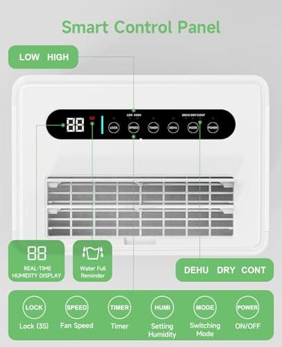 1500 Sq.ft Dehumidifier for Basement, Trazico 21 Pint Quiet Dehumidifiers for Home with Drain Hose, Smart Humidity Control, 3 Modes, 24H Timer, Auto Defrost, for Large Room, Bedroom, and Bathroom 5