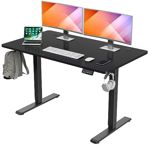 MOUNTUP Height Adjustable Electric Standing Desk Whole-Piece, 48 x 24 Inches Quick Assembly Sit Stand Desk with Memory Controller, Black