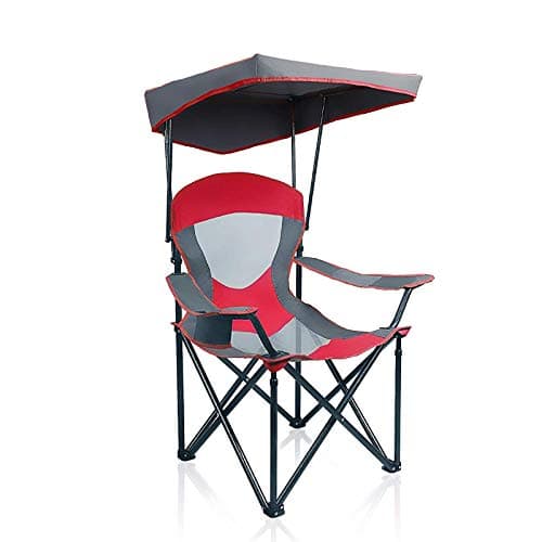 ALPHA CAMP Heavy Duty Canopy Camping Chair, 350 lbs Capacity Oversized Folding Chair with Adjustable Sunshade, Portable Sunshade Chair with Cup Holder for Beach, Fishing, Outdoor, Red