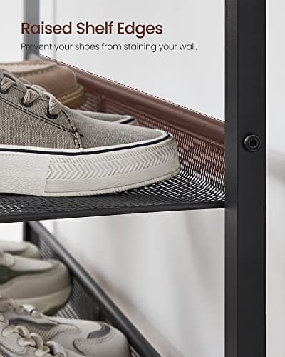 VASAGLE Shoe Rack for Entryway, 5-Tier Shoe Rack Organizer with Storage Shelves and Spacious Top, Freestanding, Adjustable, Industrial, Rustic Brown and Ink Black ULBS038B01 5