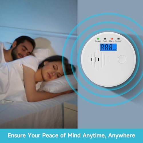 Carbon Monoxide Detector,Carbon Monoxide Alarm with LCD Digital Display Sound Light Warning,Battery Powered High Accuracy Co Gas Monitor Alarm Detectors for Travel Home Office Kitchen RV Hotel 9