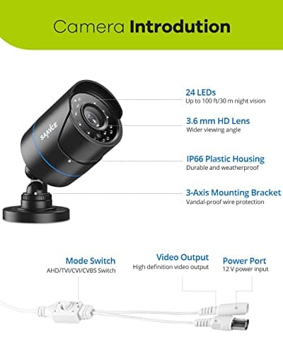 SANNCE 1080P Security Camera AHD/TVI/CVI/CVBS 4-in-1 CCTV Camera IP66 Weatherproof Analog CCTV Surveillance Bullet Camera Indoor Outdoor, 100ft Night Vision, No Power Supply and Cable, Only A Camera 9