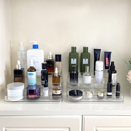 Rusnugic 3 Tier Spice Racks, 2Pack Tiered Shelf Organizer, Clear Acrylic Racks for Medicine and Perfume, Tiered Racks for Kitchen Counter Pantry Cabinet (2 Pack) 5