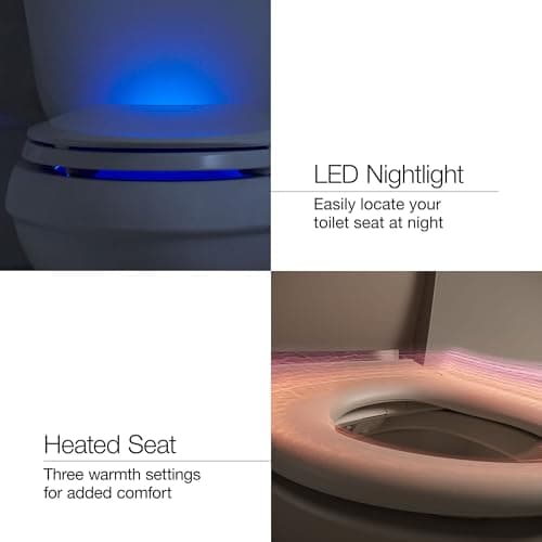 Kohler PureWash E590 Elongated Heated Bidet Toilet Seat, White with Side Panel, Warm Water, Dryer, Quiet-Close Lid, Self-Cleaning Wand, Adjustable Water Pressure and Nightlight, Easy Installation 11