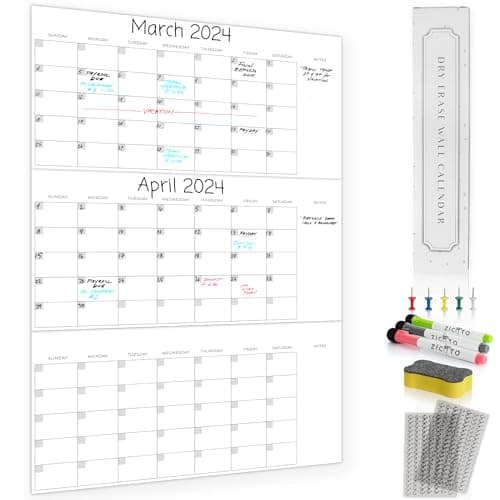 Beautiful Dry Erase Wall Calendar for 3 Month Planning – Easy To Erase 30" x 45" Calendar for White Boards - The Perfect 2024 Planning Tool and Visual Organizer For Your Office & Home Wall