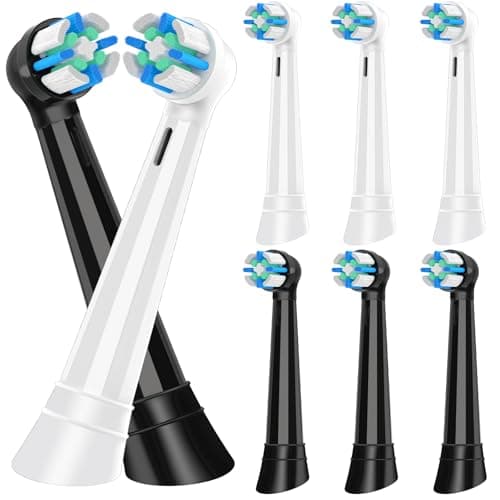 8 Pack IO Replacement Heads Compatible with, for 2/3/4/5/6/7/8/9/10 Series Electric Toothbrushes, Medium Softness for Protect Teeth and Gums, Black/White