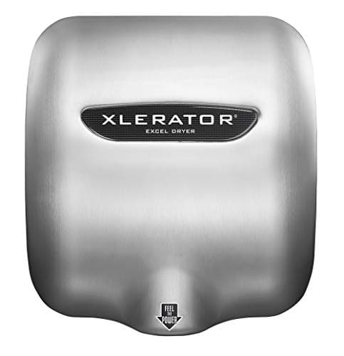 XLERATOR XL-SBVX 1.1N High Speed Commercial Hand Dryer, Brushed Stainless Steel Cover, Automatic Sensor, Surface Mount, Noise Reduction Nozzle, LEED Credits 6.2 Amps 208/277 Volts