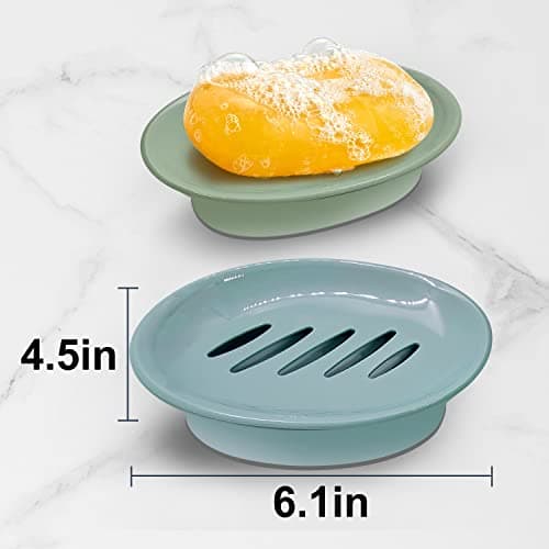 3-Pack Soap Dish with Drain Soap Holder, Soap Saver Easy Cleaning, Stop Mushy Soap Tray for Shower Bathroom Kitchen 5