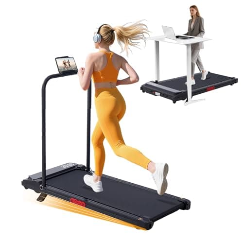 Electric Walking Pad Treadmill with Adjustable Incline and Handle Bar, 3.5HP Small PortableTreadmills for Home Office Small, 4 in 1 Folding Foldable Treadmill with Handles, 0.6-7.6MPH, 350LBS