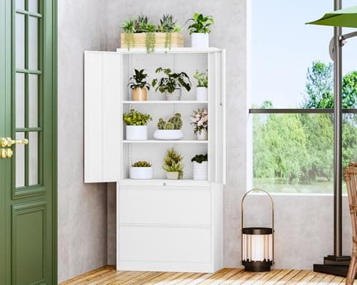 Letaya Metal Storage Cabinets for Home Office,File Cabinet-2 Drawers with Lock and Adjustable Shelves-Hang Legal/Letter/A4/F4 Size Filing-White 9