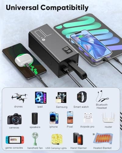Portable Charger 70000mAh Power Bank Fast Charging, External Battery Pack High Capacity, 30W USB C Battery Bank PD&QC 3.0,5 Output 2 Input, LED Display Powerbank for iphone Tablet Camping Travel 6