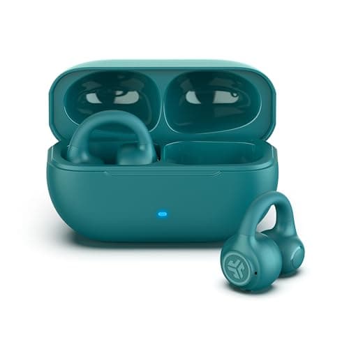 JLab Flex Open Earbuds, Clip-on Cuff Design, Wireless Open-Ear Audio Freedom Effortless Fit, Safe Listening, Bluetooth Multipoint, Customize with The App, Teal