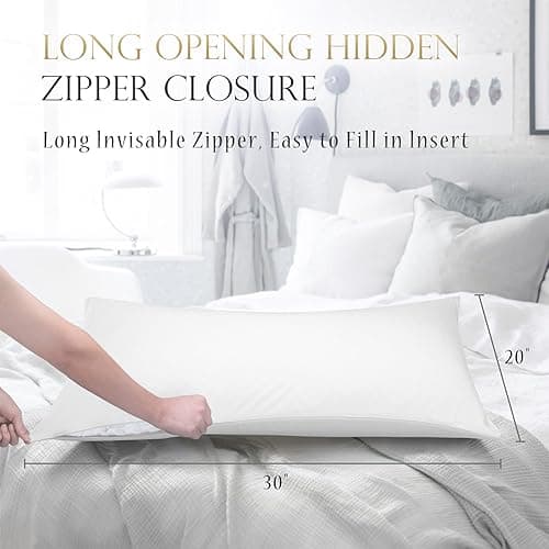 Cooling Side Sleeper Pillow Cases - Curved Rayon Derived from Bamboo Pillowcase Cover- Breathable Cool Silky Soft Pillowcase for Hot Sleepers Hair and Skin, Queen Size 1 Piece, 20 * 30 Inches White 5