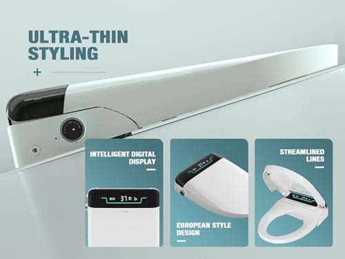 MEJE #001U-Electronic Bidet Seat for Elongated Toilets with Remote Control,Auto Open and Close,Temperature Display Heated Toilet Seat,Warm Air Dryer and Temp Controlled Wash Functions (White) 2