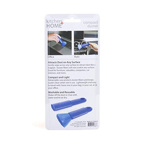 Kitchen + Home Compact Static Duster - 6.5" Inch Travel Duster with Carry Case - Electrostatic Duster attracts dust Like a Magnet! 6