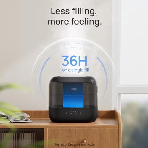 Dreo Humidifiers for Bedroom, 4L Top Fill for Large Room, 36H Runtime, 28 dB Quiet Supersized Cool Mist Air Humidifier for Baby Nursery, Plants, Indoor, Night Light, Easy to Clean & Fill, Black 5