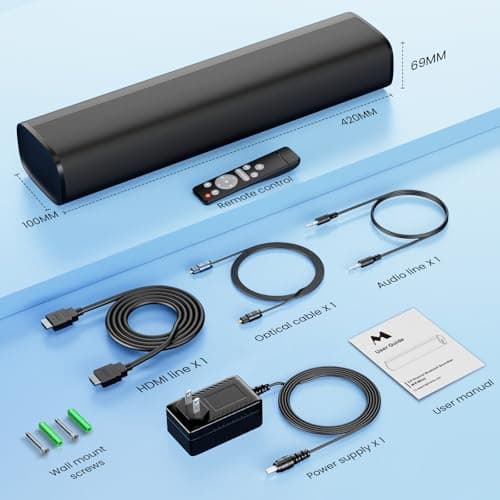 MZEIBO Sound Bar, 50W Soundbar for Smart TV Bluetooth 5.3 Speaker 17Inch with ARC/Optical/AUX Connection Surround for Home Theater Audio TV/PC/Gaming/Projectors 6