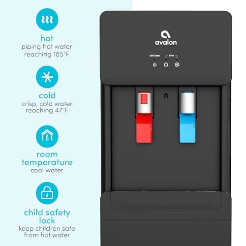 Avalon Self Cleaning Touchless Bottleless Water Cooler Dispenser - Hot & Cold Water, Child Safety Lock, Innovative Slim Design - UL- Black - A7BOTTLELESSBLK 3