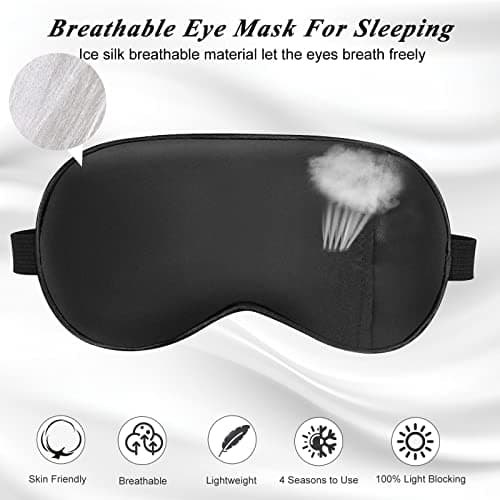 Cavoilu Eye Mask, Cooling Sleep Mask Gel Eye Mask for Sleeping, Black Silk Sleeping Mask for Travel, Gifts for Men Women, Stocking Stuffers 2