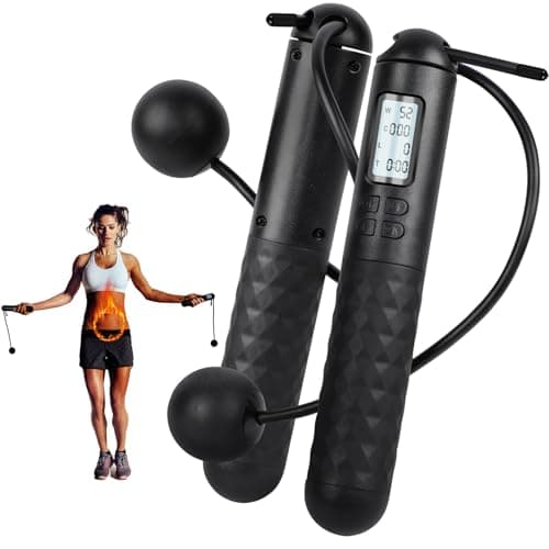 Skipping Rope with Counter, Cordless Jump Rope Smart Skipping Rope,Adjustable Digital Counting Jumps Ropes,2 In 1 Weighted Ropeless Skip-ping Ropes,Ropeless Jumpes Rope Jump Ro-pe for Lose Weight, Burn Calories
