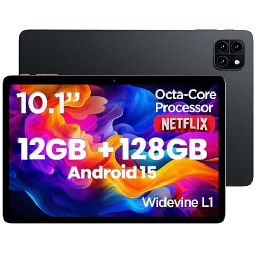 Callsky-Tech 10 Inch Tablet, Android 15 Tablets, 12GB RAM 128GB ROM, Octa-core Processor, IPS HD Display, Widevine L1, WiFi 6 & Bluetooth 5.4, Dual Cameras, Dual Speakers, 6000mAh Battery