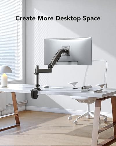 HUANUO Single Monitor Arm, Adjustable Desk Mount for 13-34 inch Screens, Holds 19.8lb, 22.44 inch Max Height, Full Motion Swivel Gaming Monitor Stand with VESA 75x75mm and 100x100mm Compatibility 5