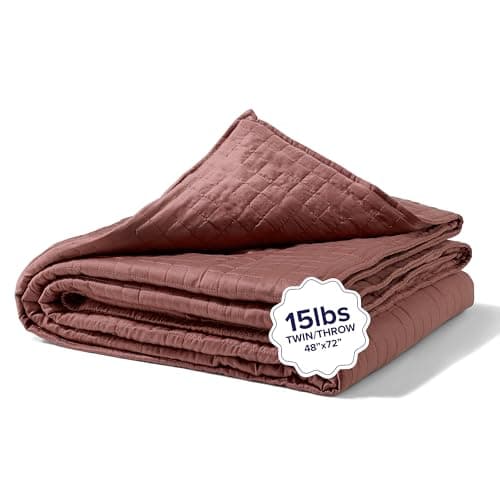 Gravity Weighted Cooling Blanket, Twin/Throw (15lbs, Cocoa) - Cooling Blankets for Hot Sleepers - Silky-Soft Ultra-Breathable Premium Lyocell Cover for Adults - Machine Washable, 48" x 72"