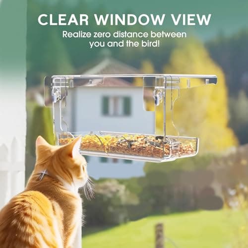 SUNALLY Window Bird Feeder for Outdoors, Clear Birds Feeders Window Mounted with Self-Adhesive Hooks, Outside Wild Bird Watching for Hummingbird,Finch in Garden, Yard, Elderly Kids Viewing 5